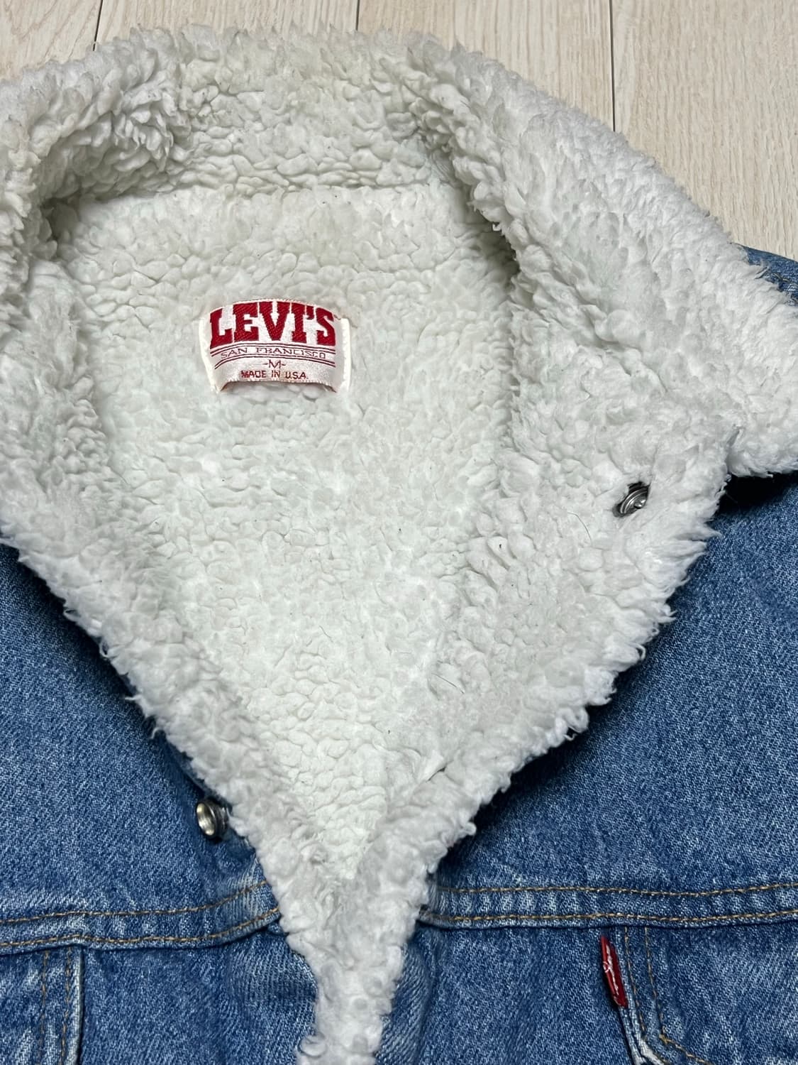 90s메이드인USA리바이스 쉐르파 청자켓 데님 자켓 M사이즈 상품이미지4