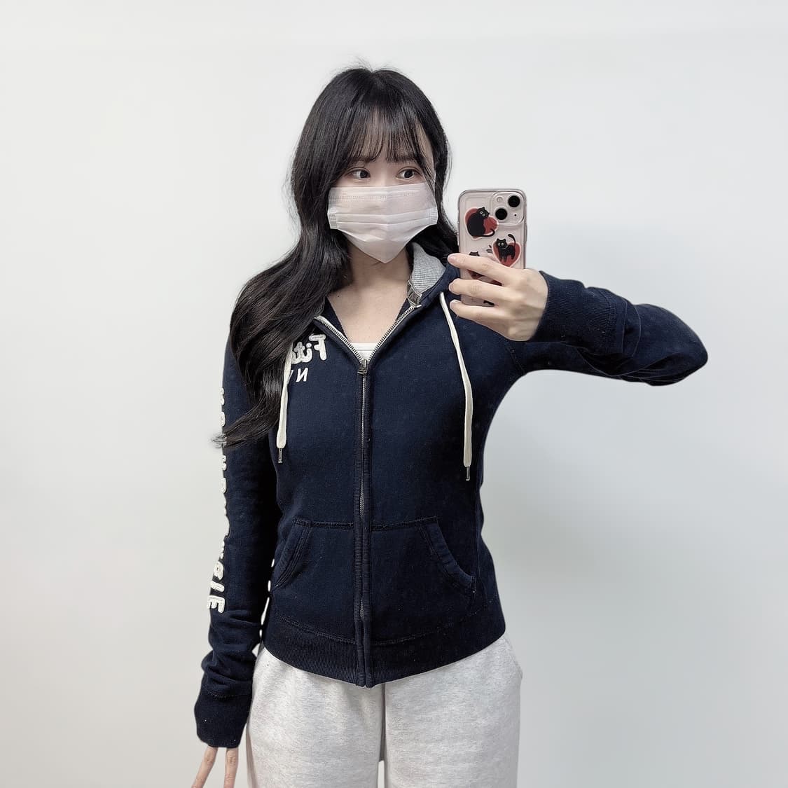 아베크롬비 피치 로고 후드집업 네이비 상품이미지1