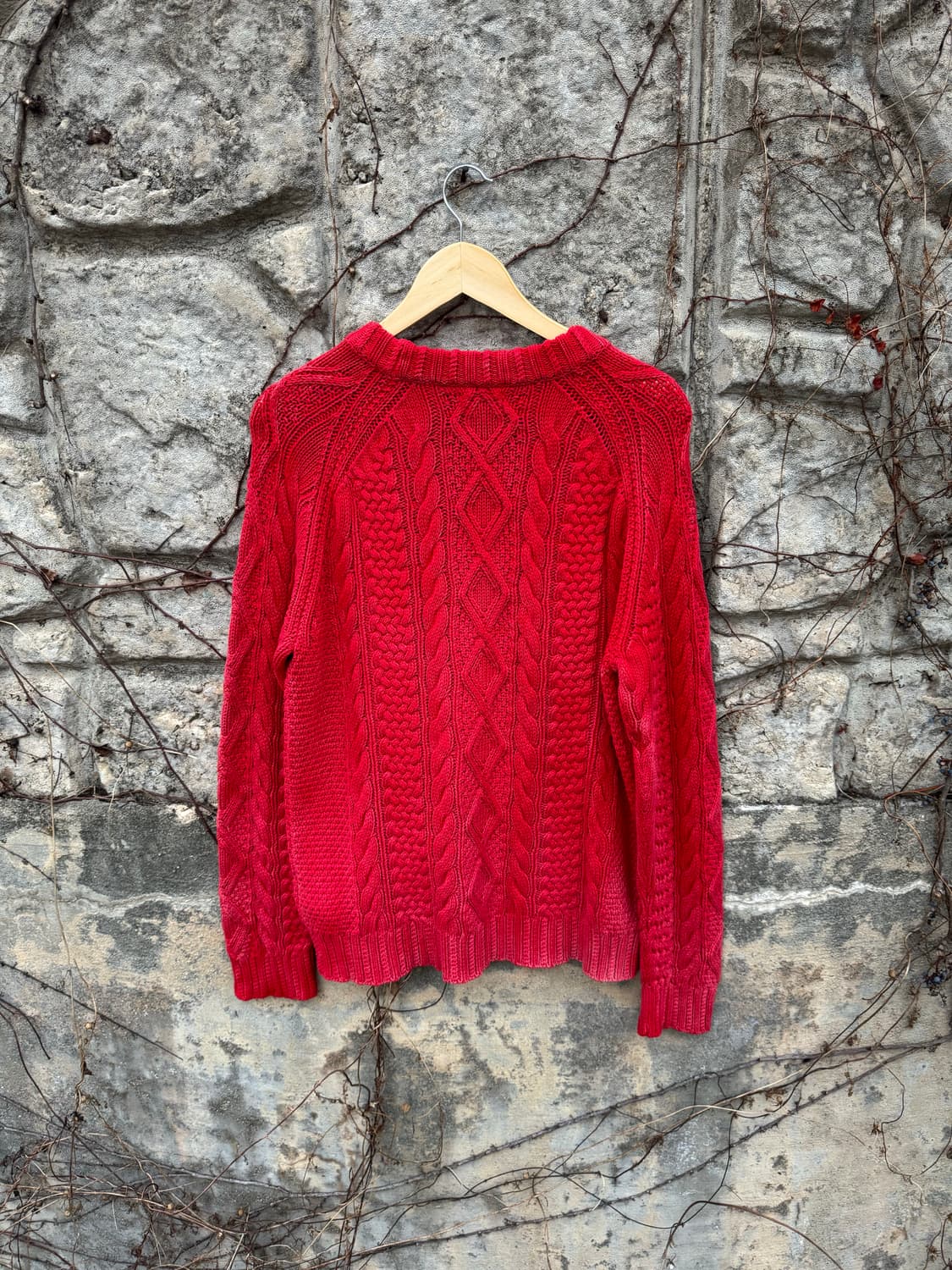 폴로 랄프로렌 빈티지 선페이딩 꽈배기 니트 레드 m 상품이미지2