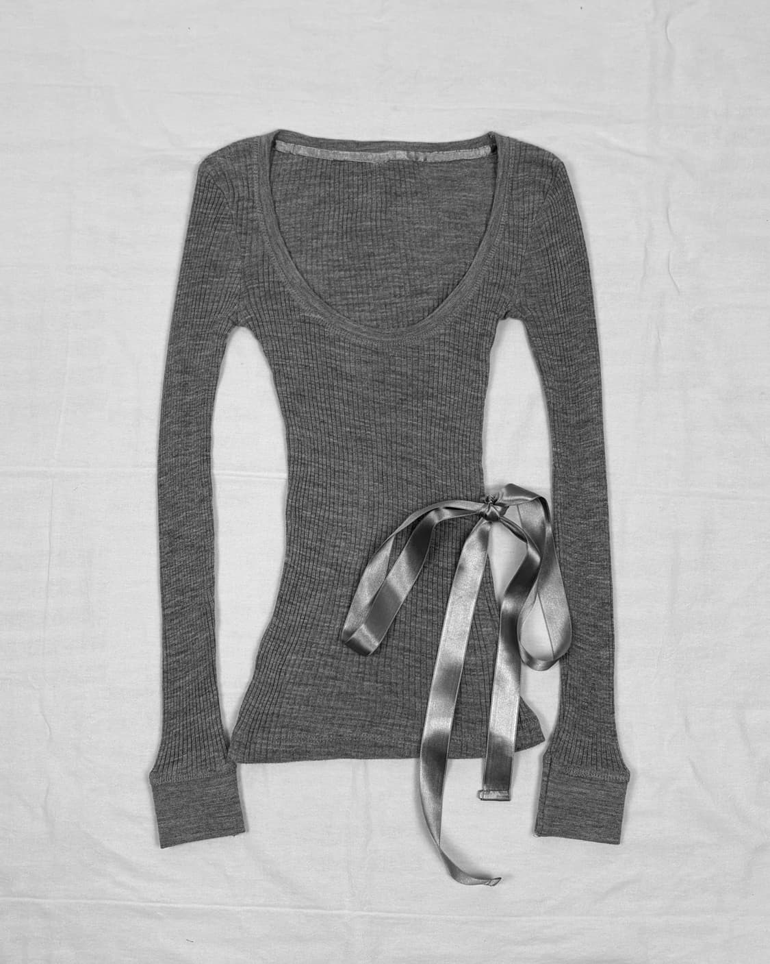 Silver Ribbon Slim Rib Top 상품이미지1