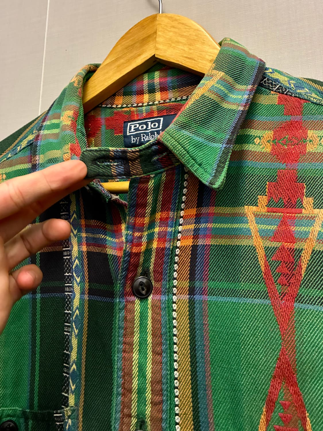 (M~L)00s 폴로랄프로렌 빈티지 나바호 아즈텍 패턴 플란넬 셔츠 상품이미지4