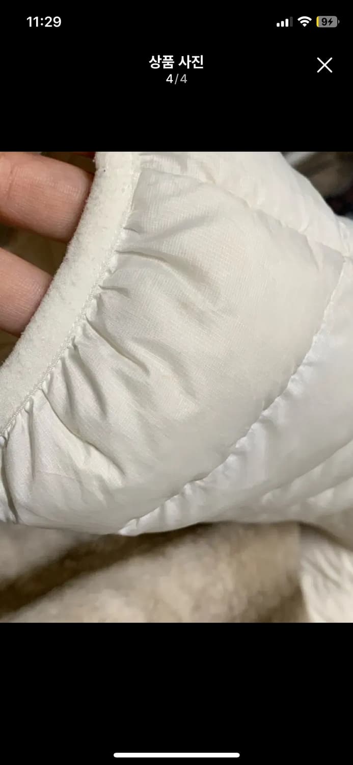 슈프림 마이크로다운 하프집업 후드 풀오버 화이트 M 경량패딩 아노락 상품이미지4