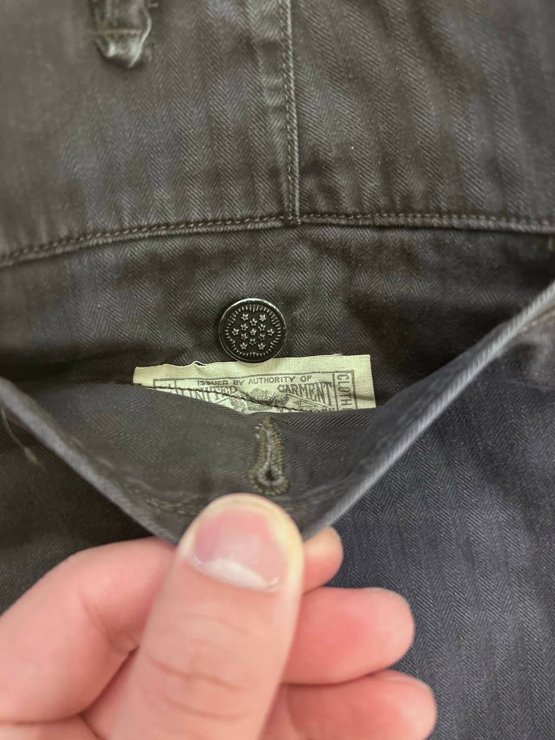 RRL 가먼트 다이 해링본 팬츠 블랙 34x32 상품이미지5