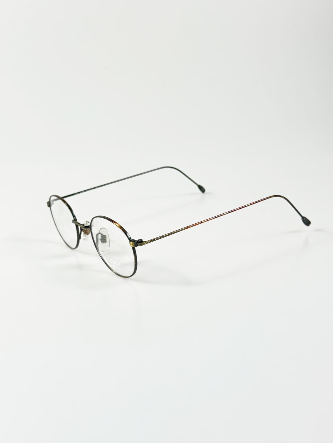 90s 독일제 ROHM 클래식 브라운 마블 슬림 라운드 빈티지 안경 상품이미지3