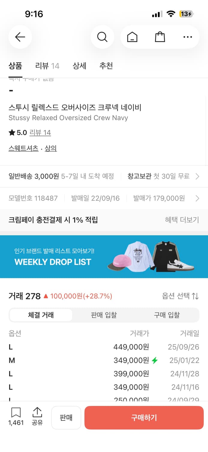 스투시 스포츠 오버사이즈 맨투맨 m 상품이미지6