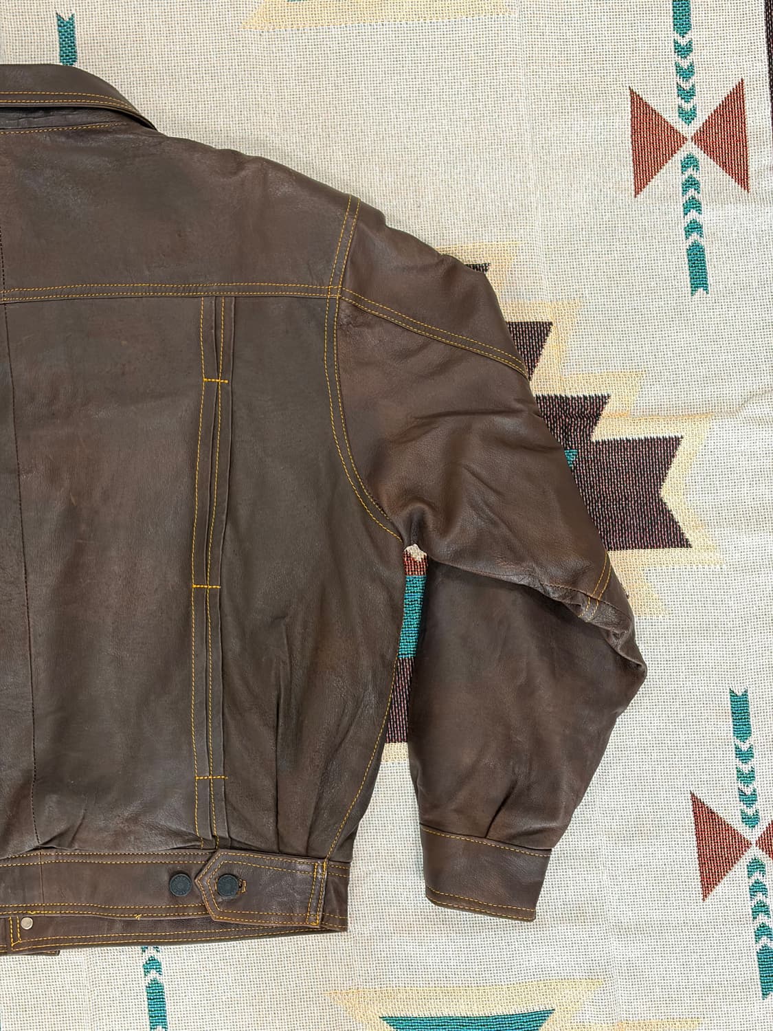 90s 제팬 557xx 타입 크롭 레더 트러커 자켓 상품이미지7