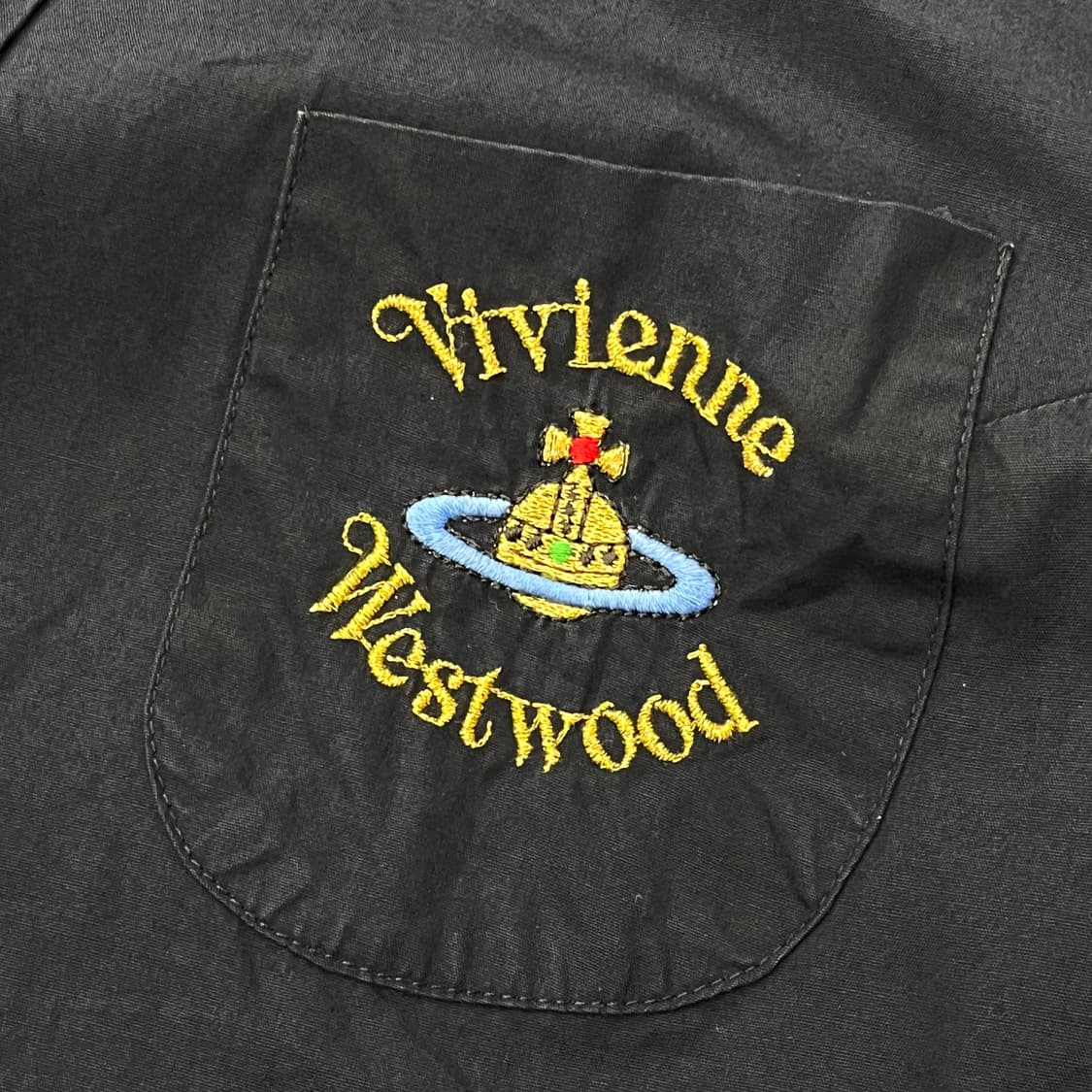비비안웨스트우드 로고 자수 네이비 셔츠 상품이미지4