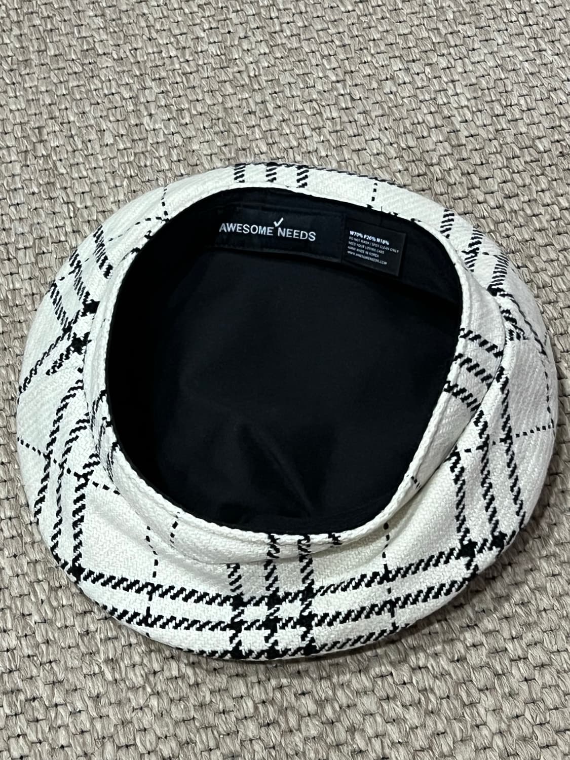 어썸니즈 클래식 베레모 체크 화이트  상품이미지5