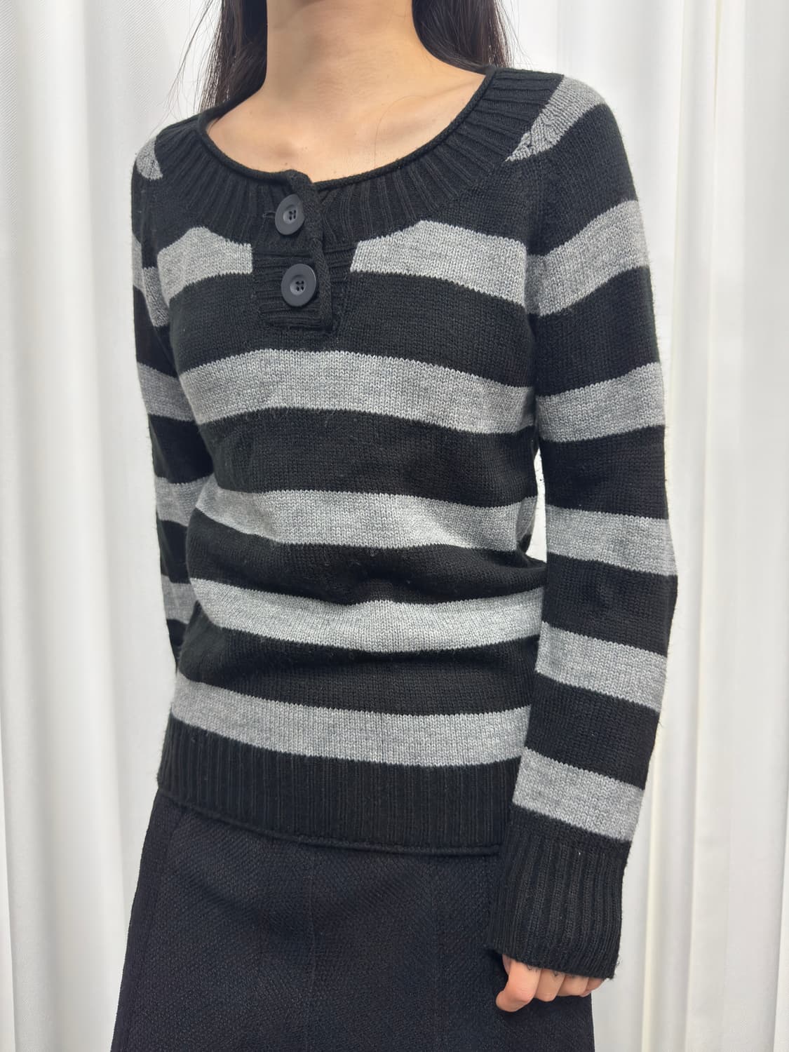 stripe button knit 상품이미지3