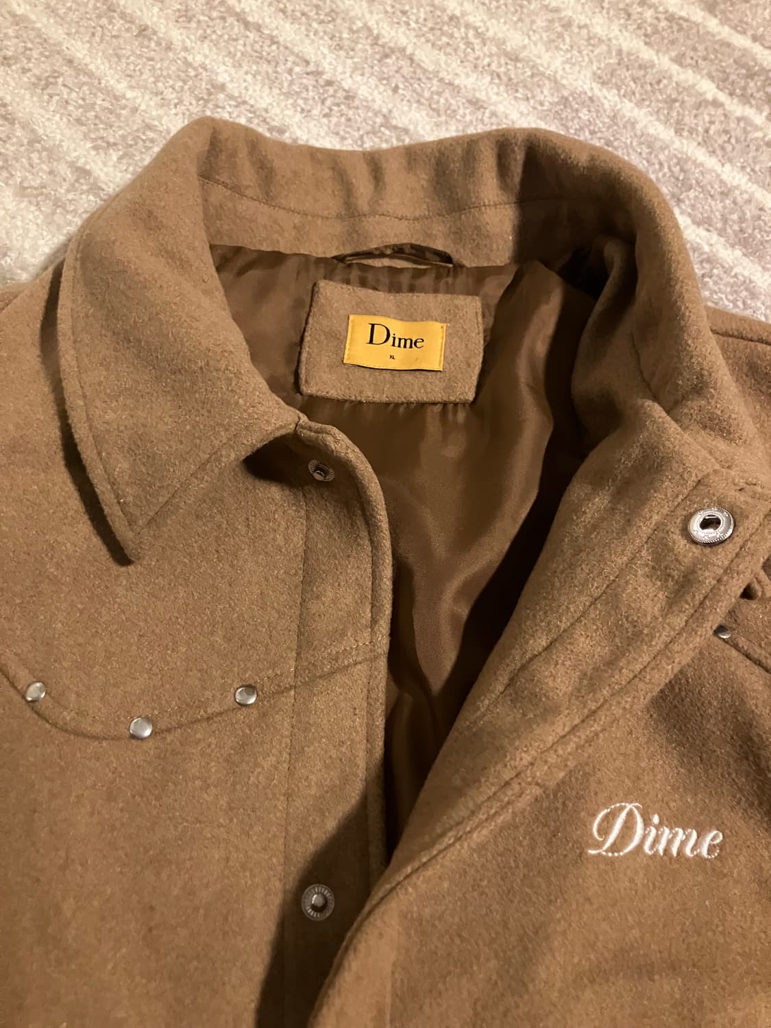 Dime 다임 스케이트보드 울 보머 자켓 탄 XL 상품이미지5