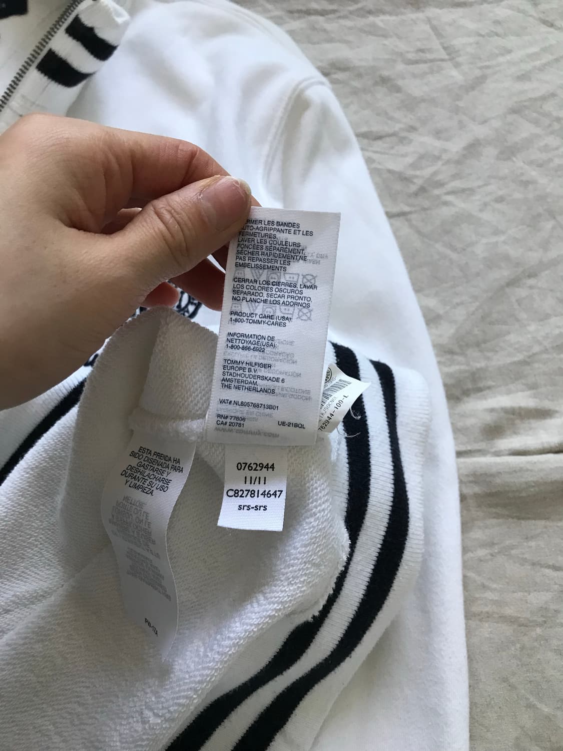 타미힐피거 자수 로고 화이트 면집업 상품이미지10