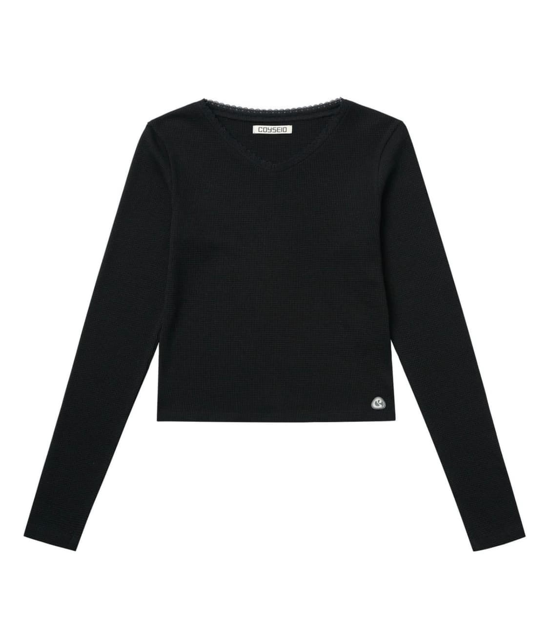 코이세이오 레이스 와플 롱슬리브리스 블랙 상품이미지1