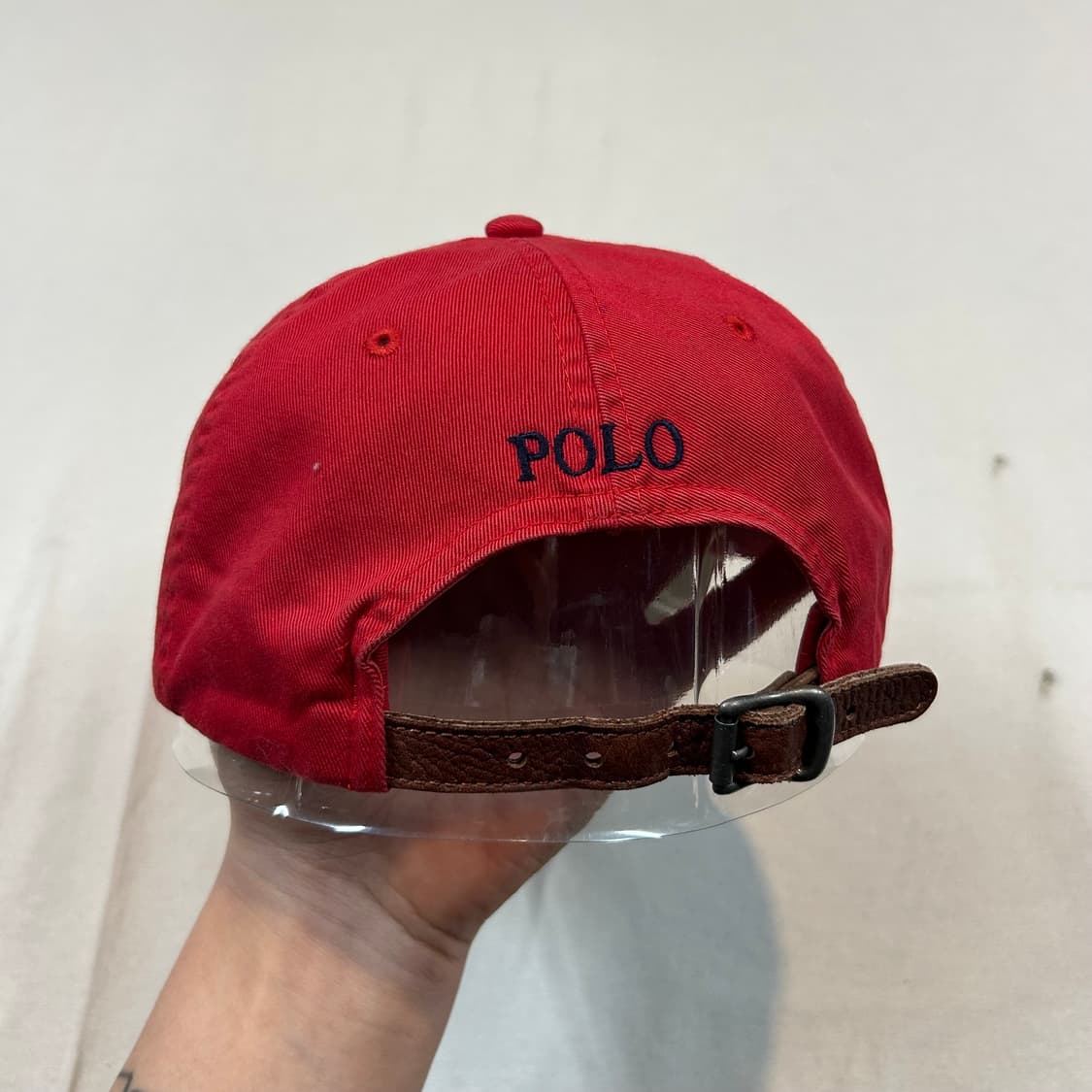 폴로 랄프로렌 레드 볼캡 모자 가죽스트랩 정품 상품이미지4