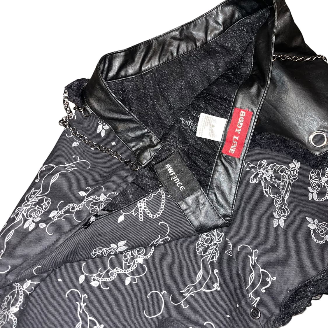 BODY LINE 바디라인 레더 체인 장미프린팅 스커트 펑크y2k 상품이미지5