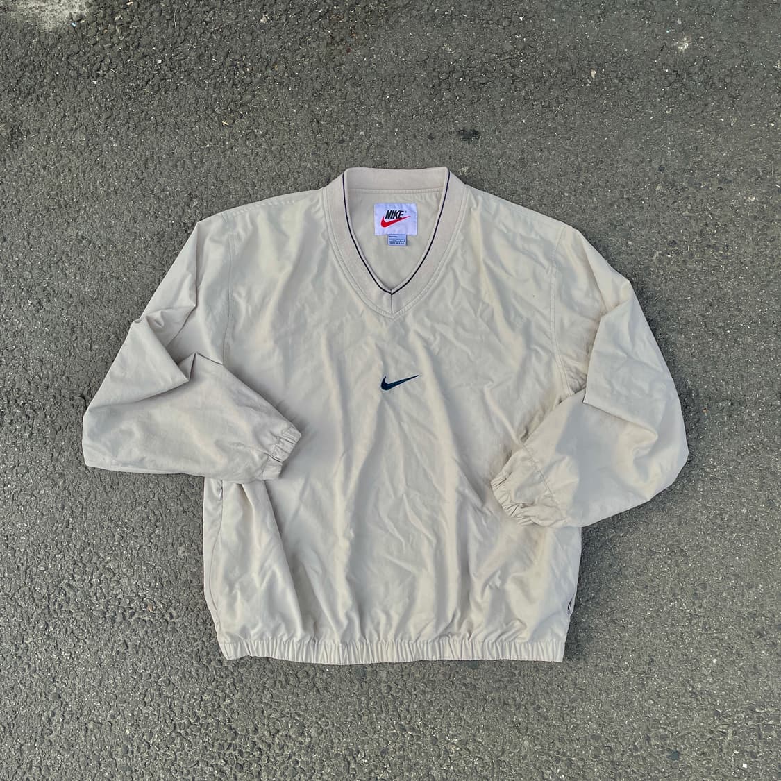 90s 나이키 USA 미드 스우시 오트밀 올드스쿨 웜업 바람막이 XL 상품이미지1