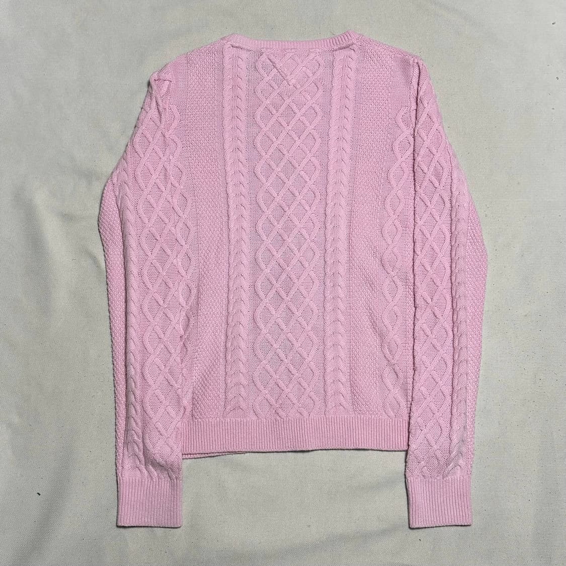 176 타미힐피거 여성용 핑크 케이블 가디건 상품이미지3