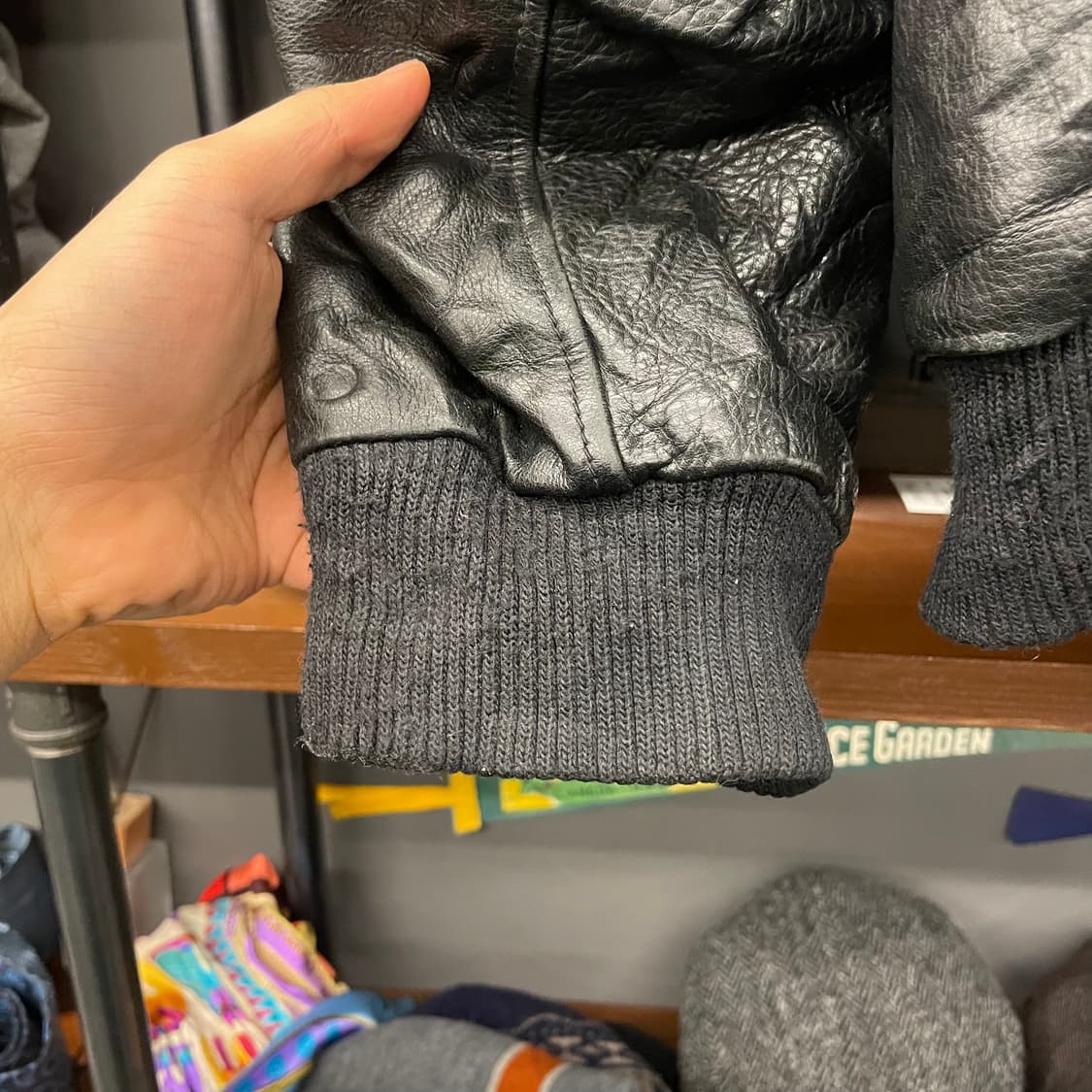 90s Red Skins 빈티지 클로딩 봄버 송아지 가죽 자켓 상품이미지7