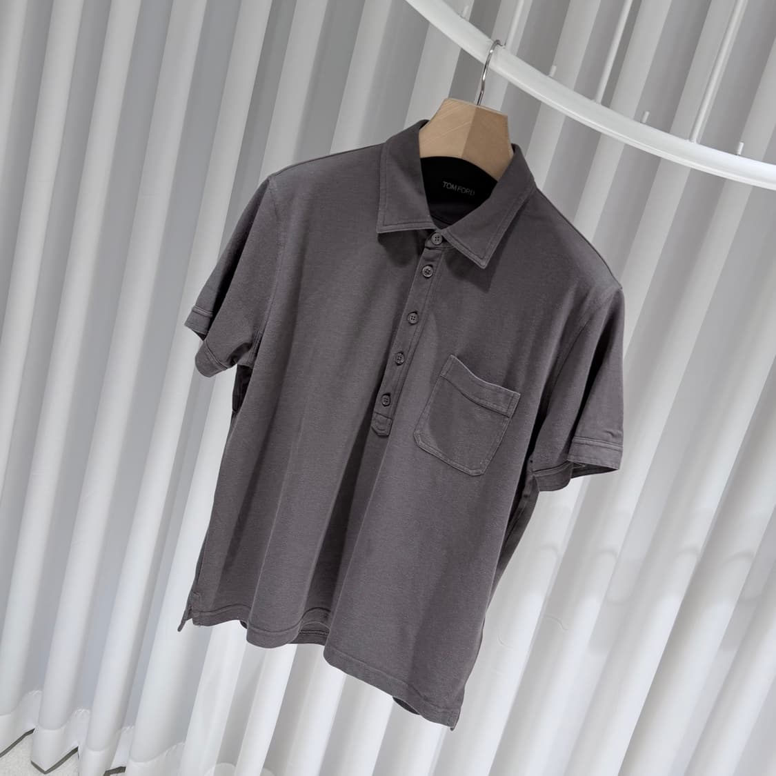 (A+/54) / 톰포드 실크 블랜디드 피켓 폴로 반팔 다크브라운 상품이미지2