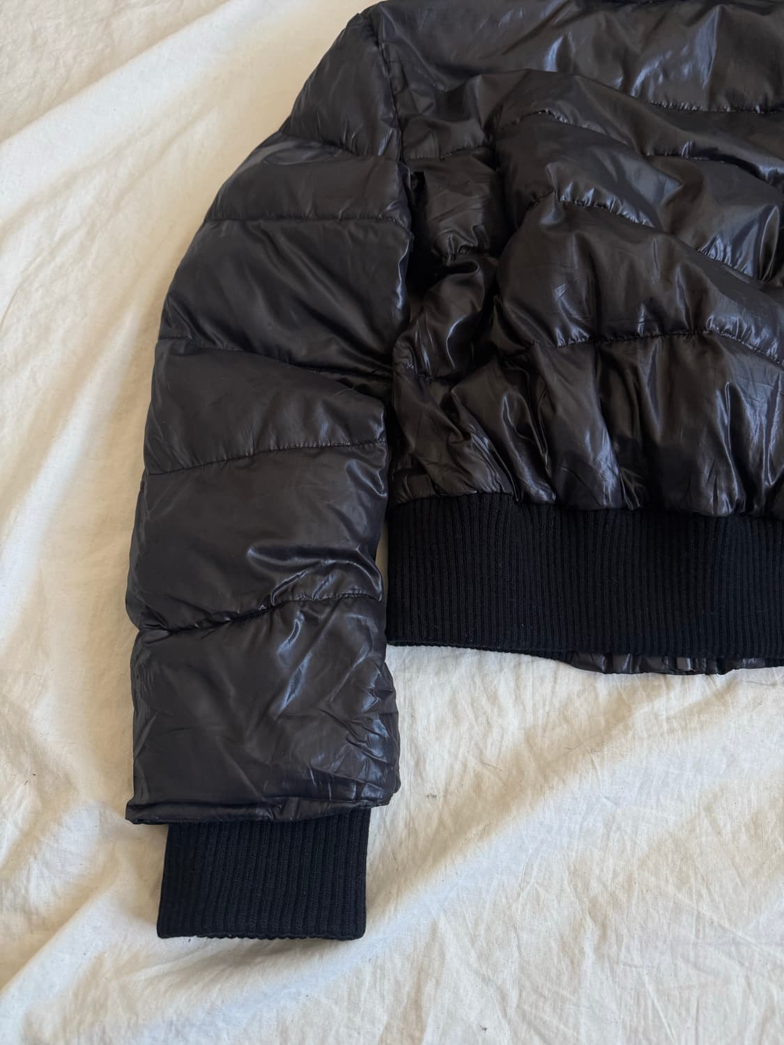 잉그니 블랙 갸루 펑크 y2k 세미크롭 패딩  상품이미지6