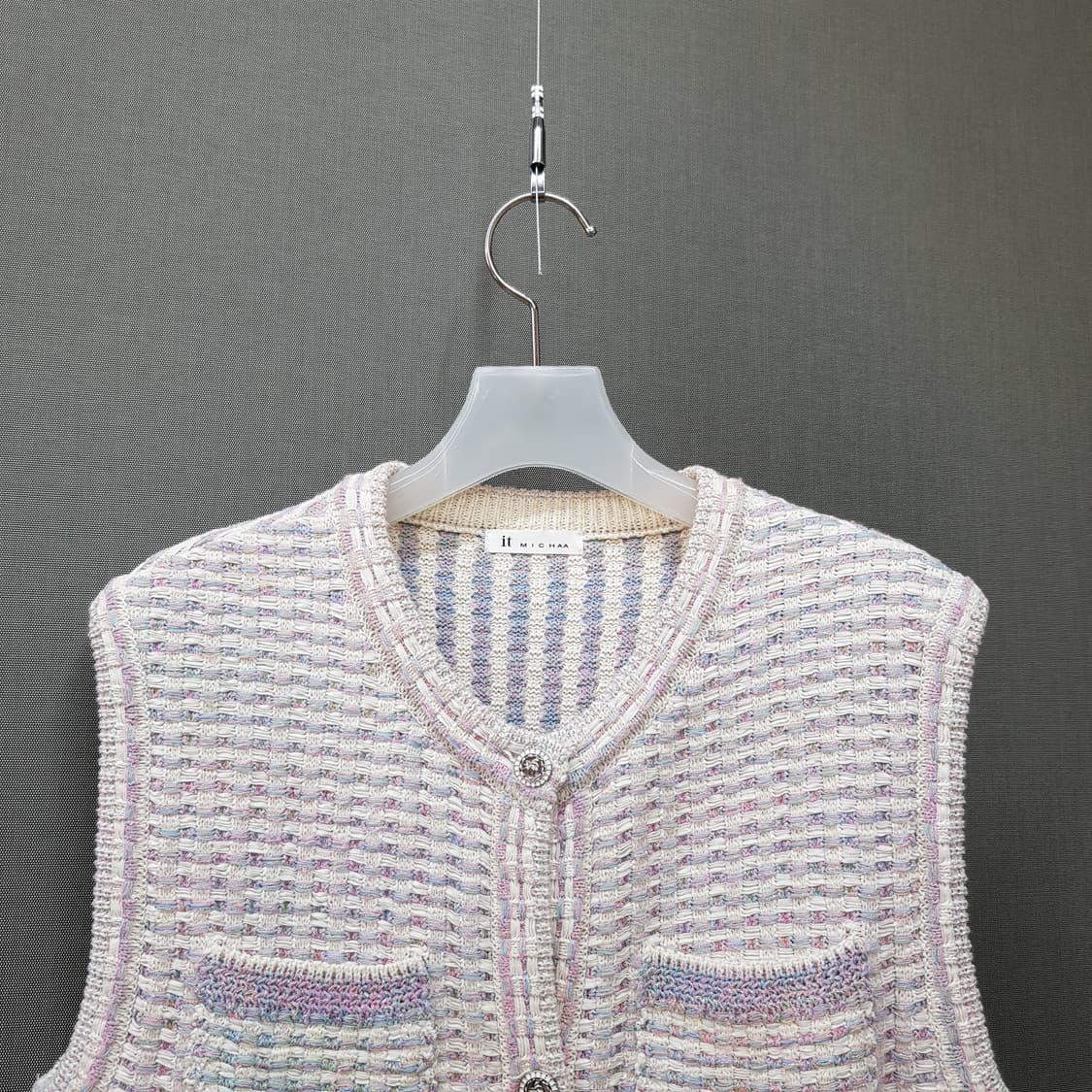 잇미샤 2022 트위드 니트 버튼 베스트 88-94-165사이즈 상품이미지2