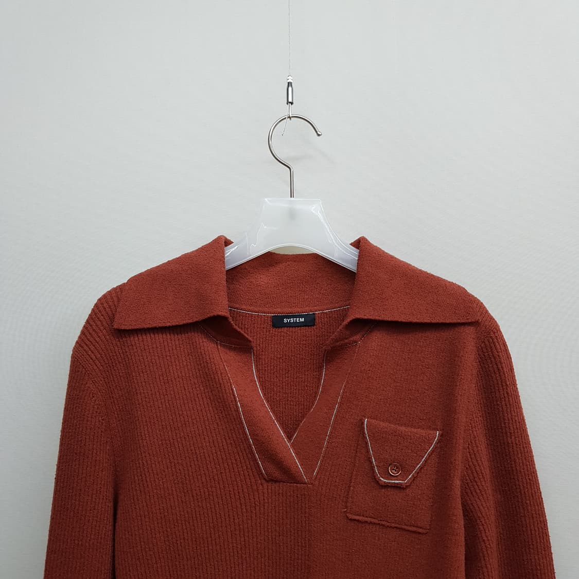 한섬 시스템 SYSTEM 2021 오픈카라 니트 티셔츠 F사이즈 상품이미지2