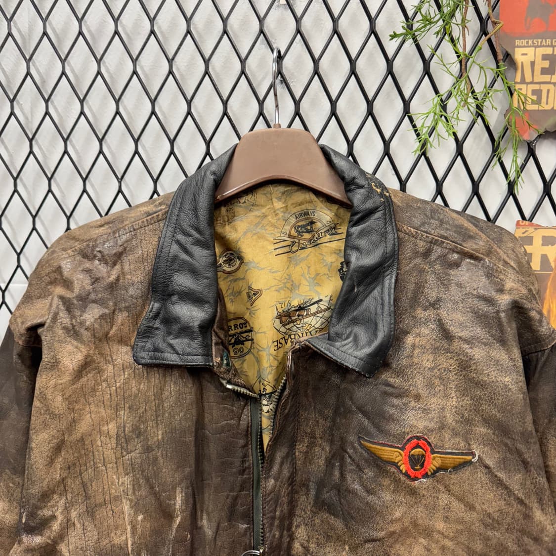 80s CANDA 빈티지 A-2 레더 플라이트 자켓 브라운 상품이미지3