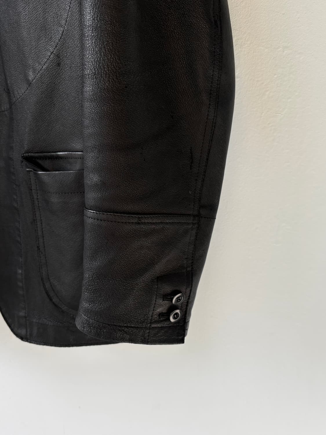 준야와타나베 하이넥 레더 블레이저 상품이미지5