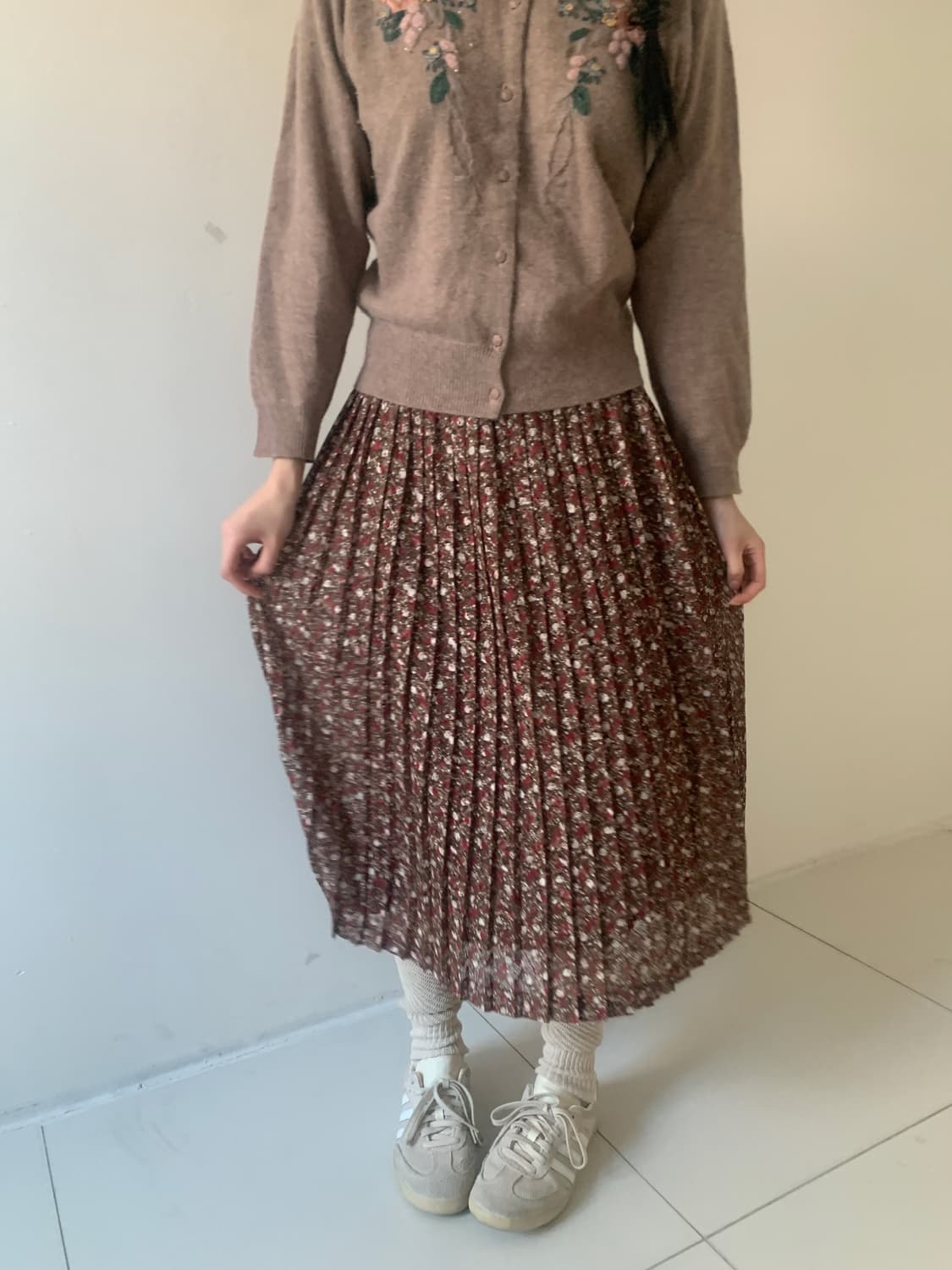 Flower pleats skirt(red) 상품이미지4