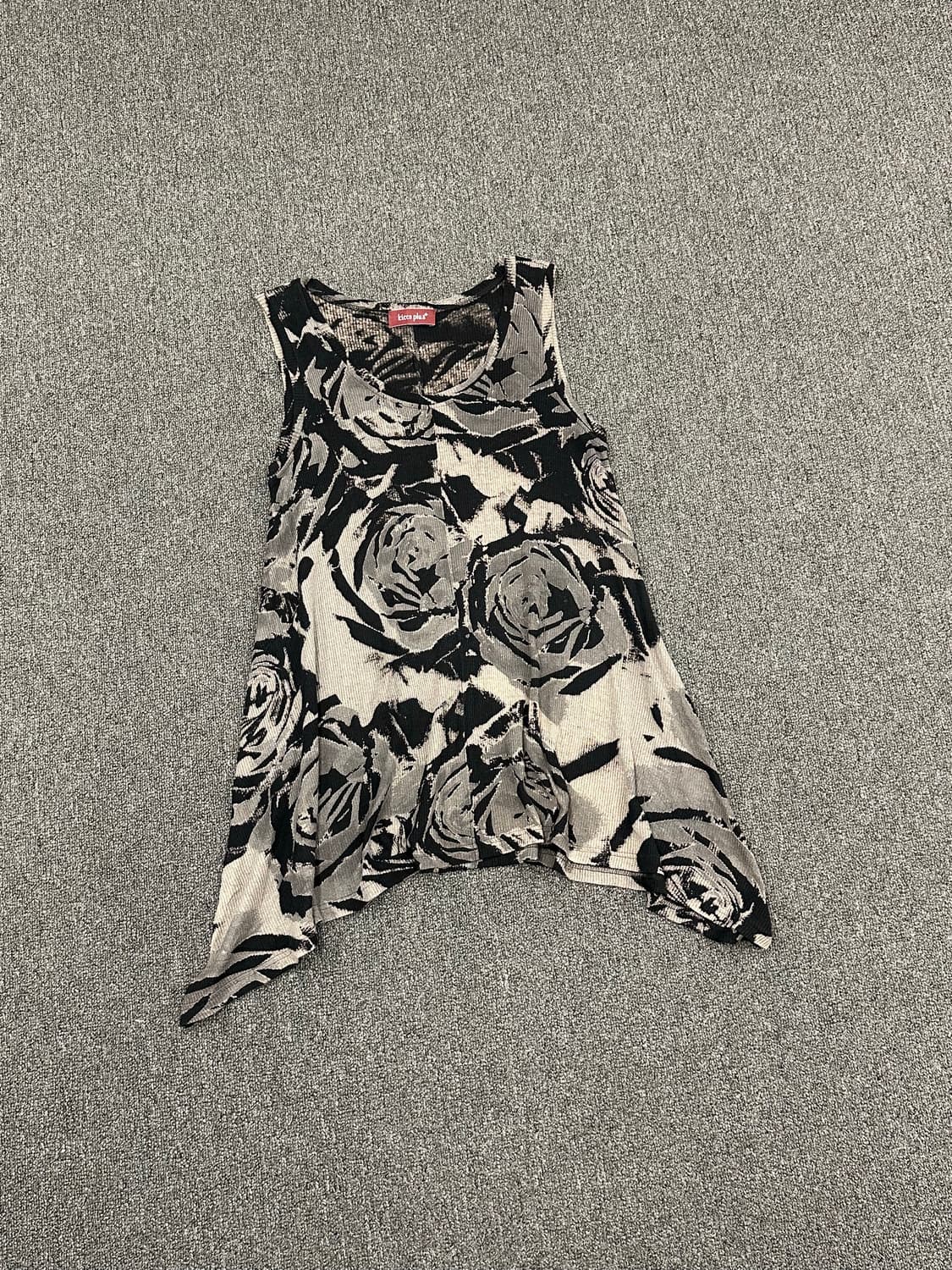 2)Japanese vintage 여성 플라워 패턴 그런지 나시 상품이미지1