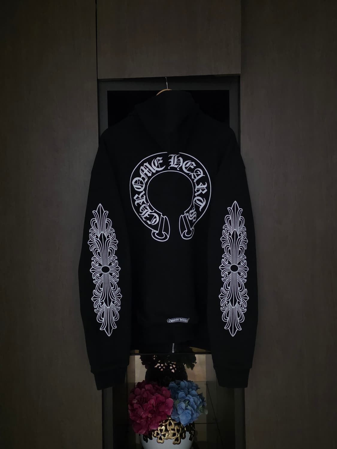 [XXL] 크롬하츠 홀스슈 플로랄 후드집업 헤비웨이트 블랙 상품이미지2