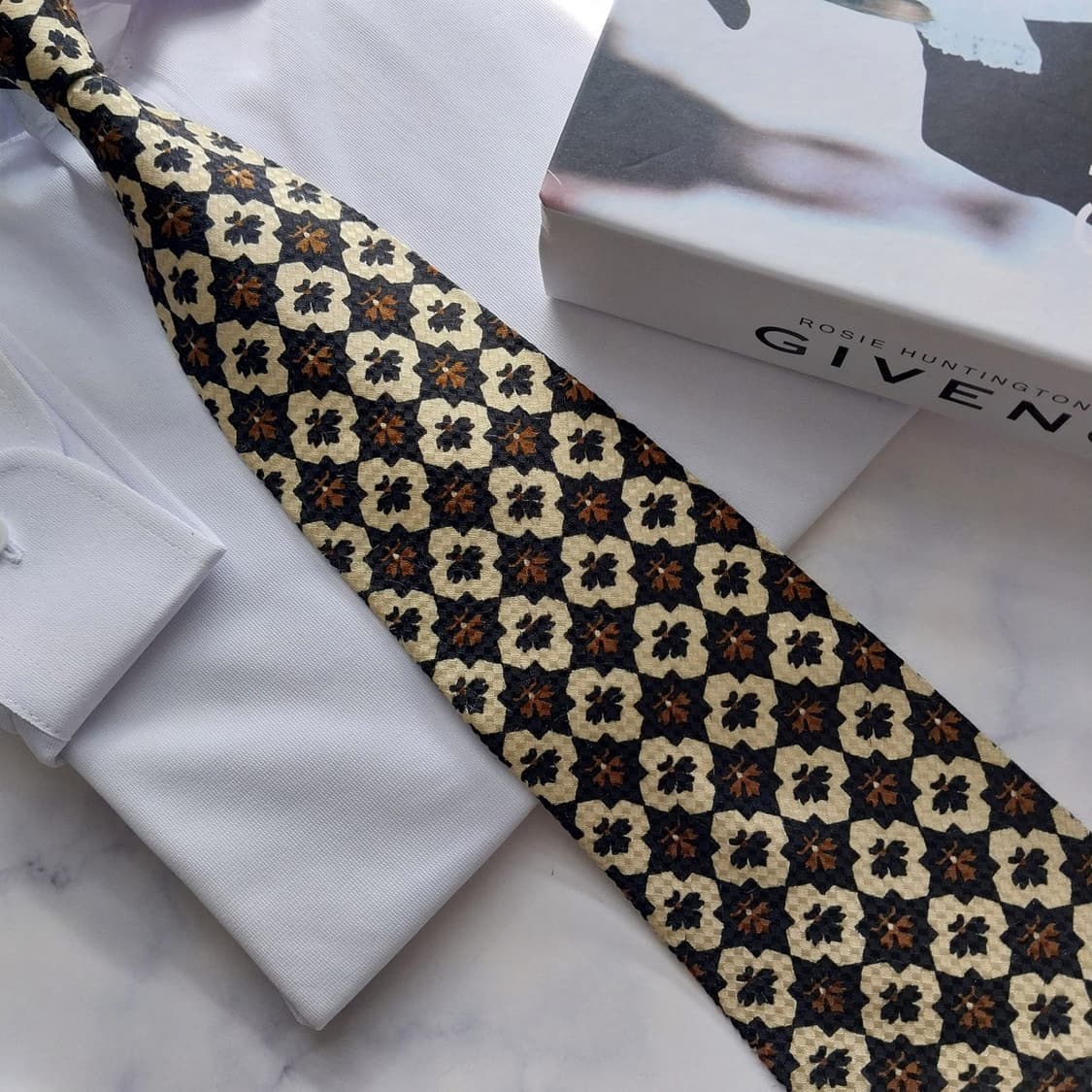 지방시 실크 블랙 플로럴 패턴 넥타이 10.7cm B등급 K1977 상품이미지6