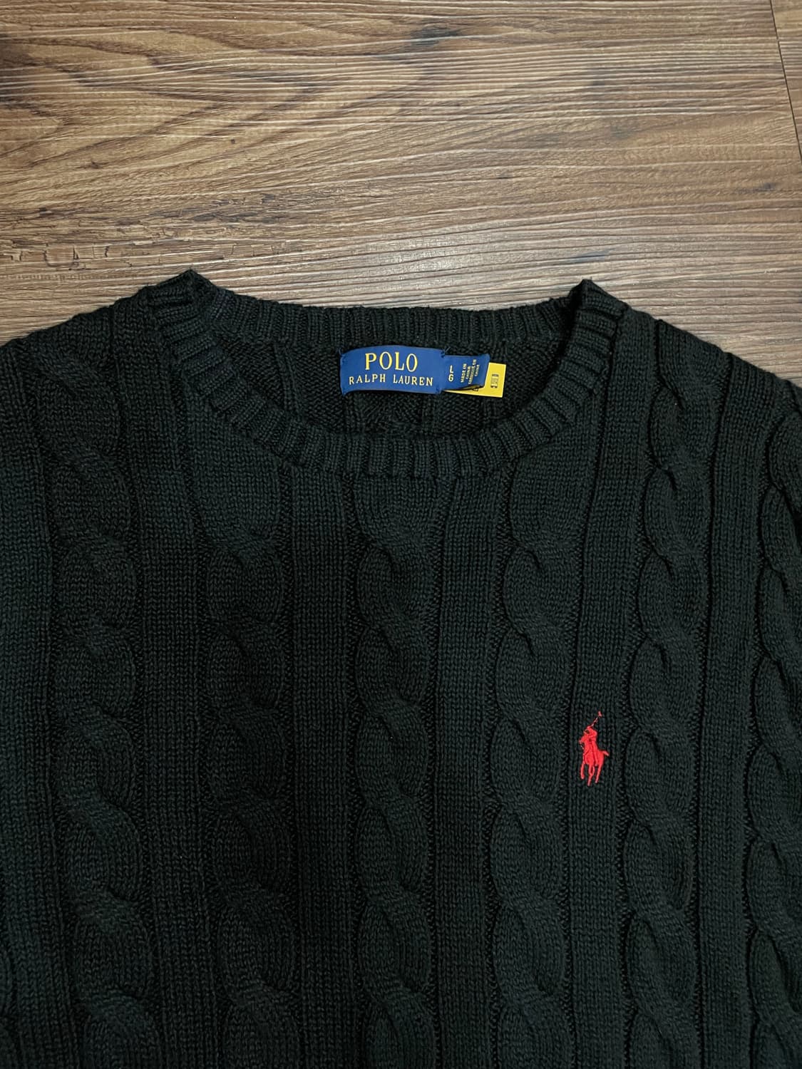 폴로 랄프로렌 케이블 니트 코튼 스웨터 블랙 상품이미지2