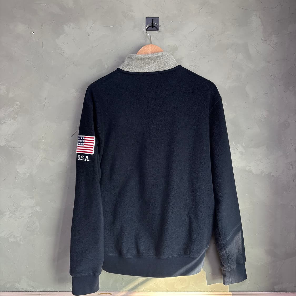 폴로 랄프로렌 빅로고 성조기 후리스 반집업 네이비 상품이미지5