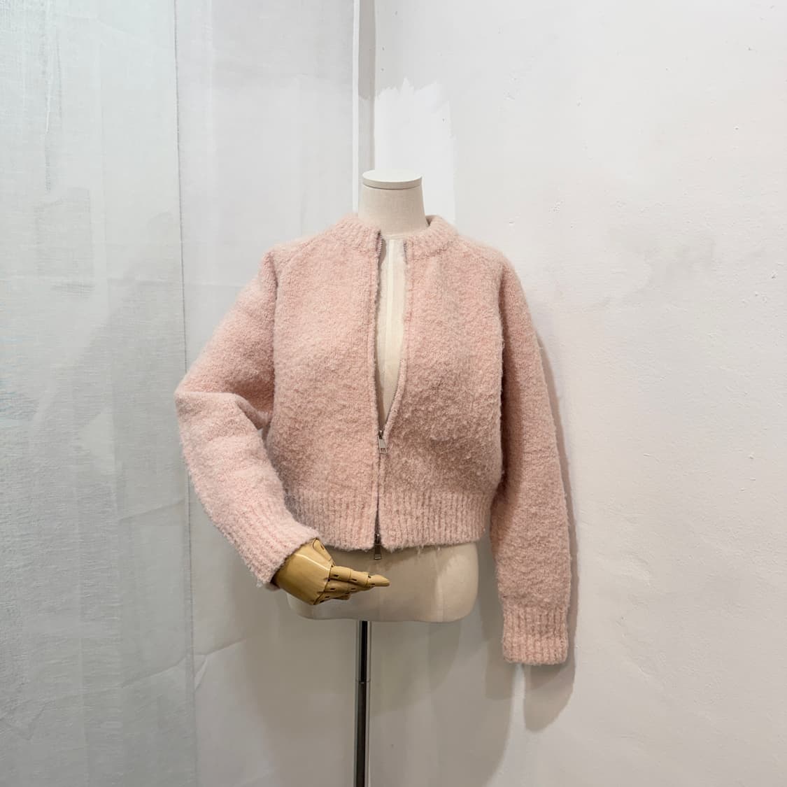 언유즈얼리 지퍼집업 핑크가디건 니트가디건 4187 상품이미지2