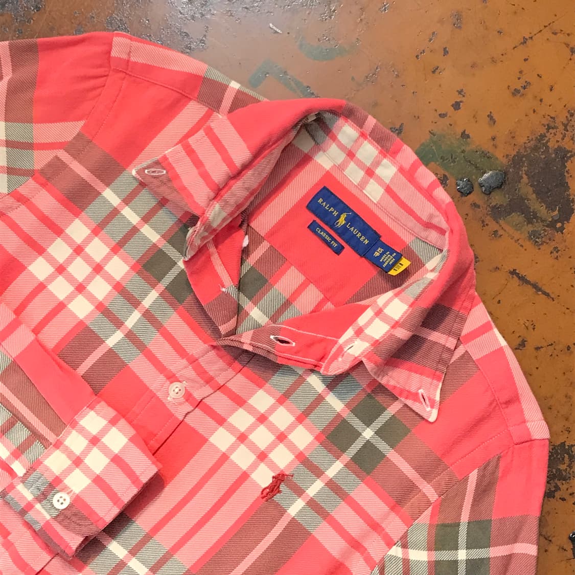 폴로랄프로렌 오렌지 브라운 체크 코튼 셔츠 여성 55 사이즈 상품이미지3