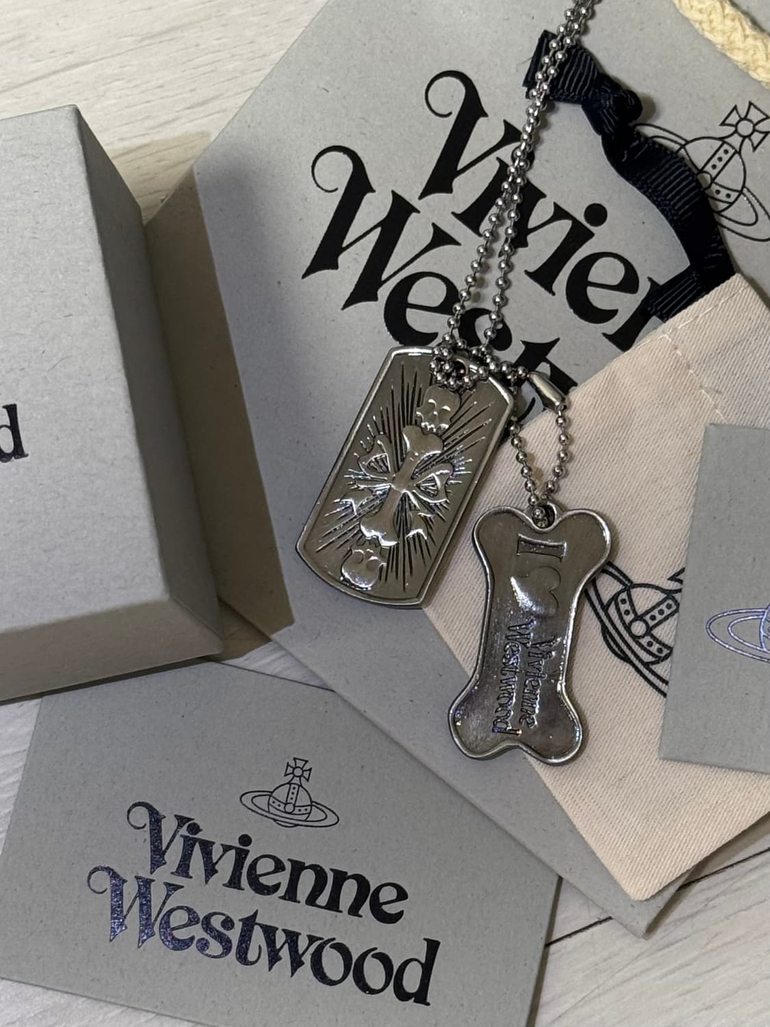 비비안웨스트우드 남녀공용 체인 뼈다귀 군번줄 목걸이 오네갸루 상품이미지1
