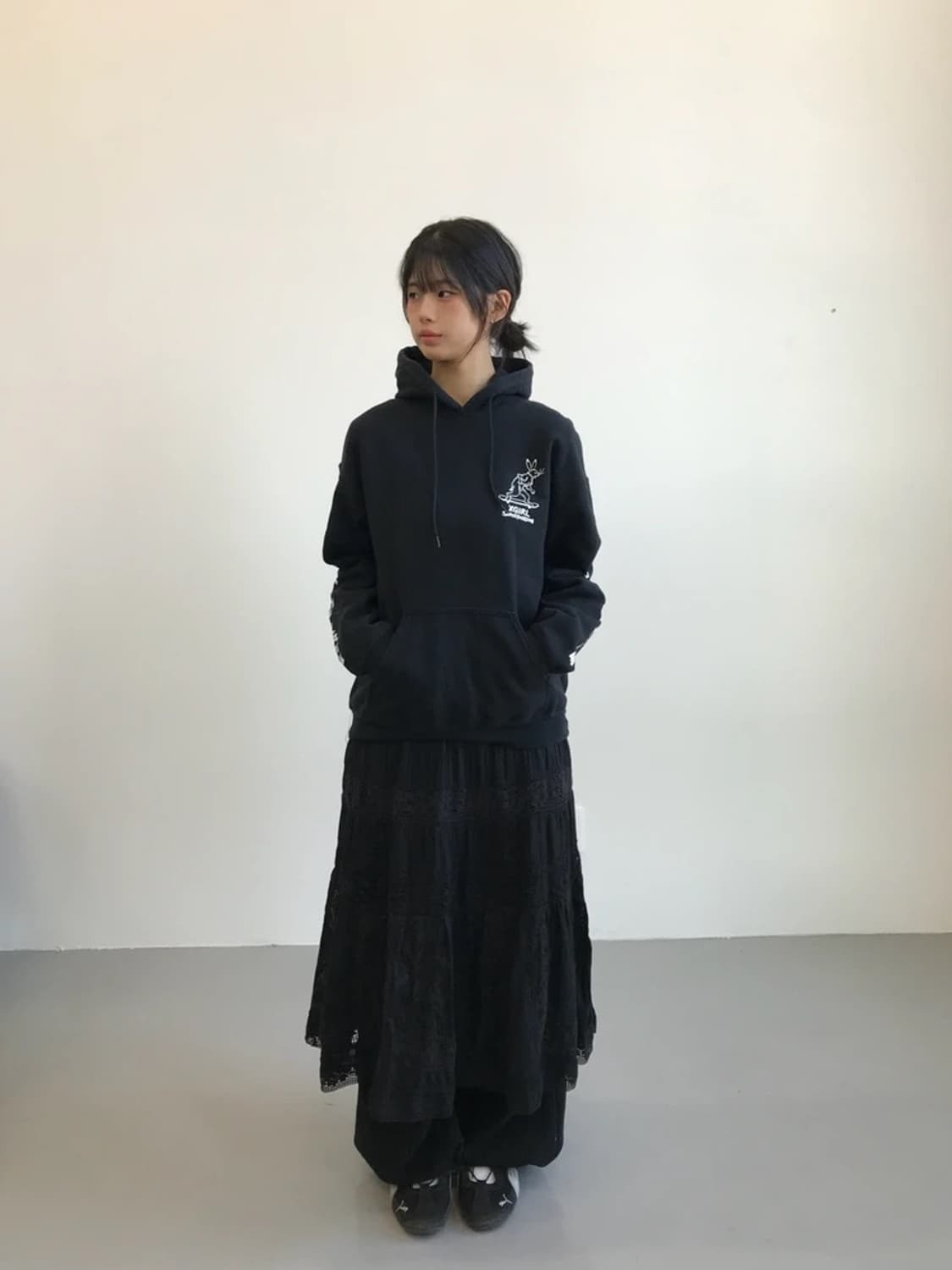 X-girl Graphic Back Print Hoodie Black 상품이미지1