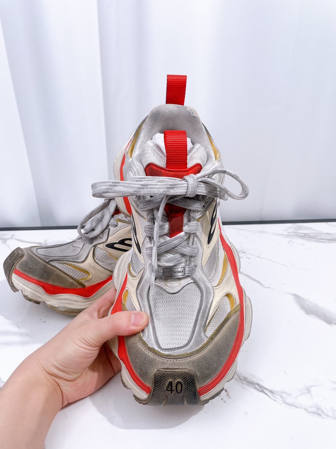 (정품/새상품) 발렌시아가 카고 스니커즈 그레이 레드 상품이미지2