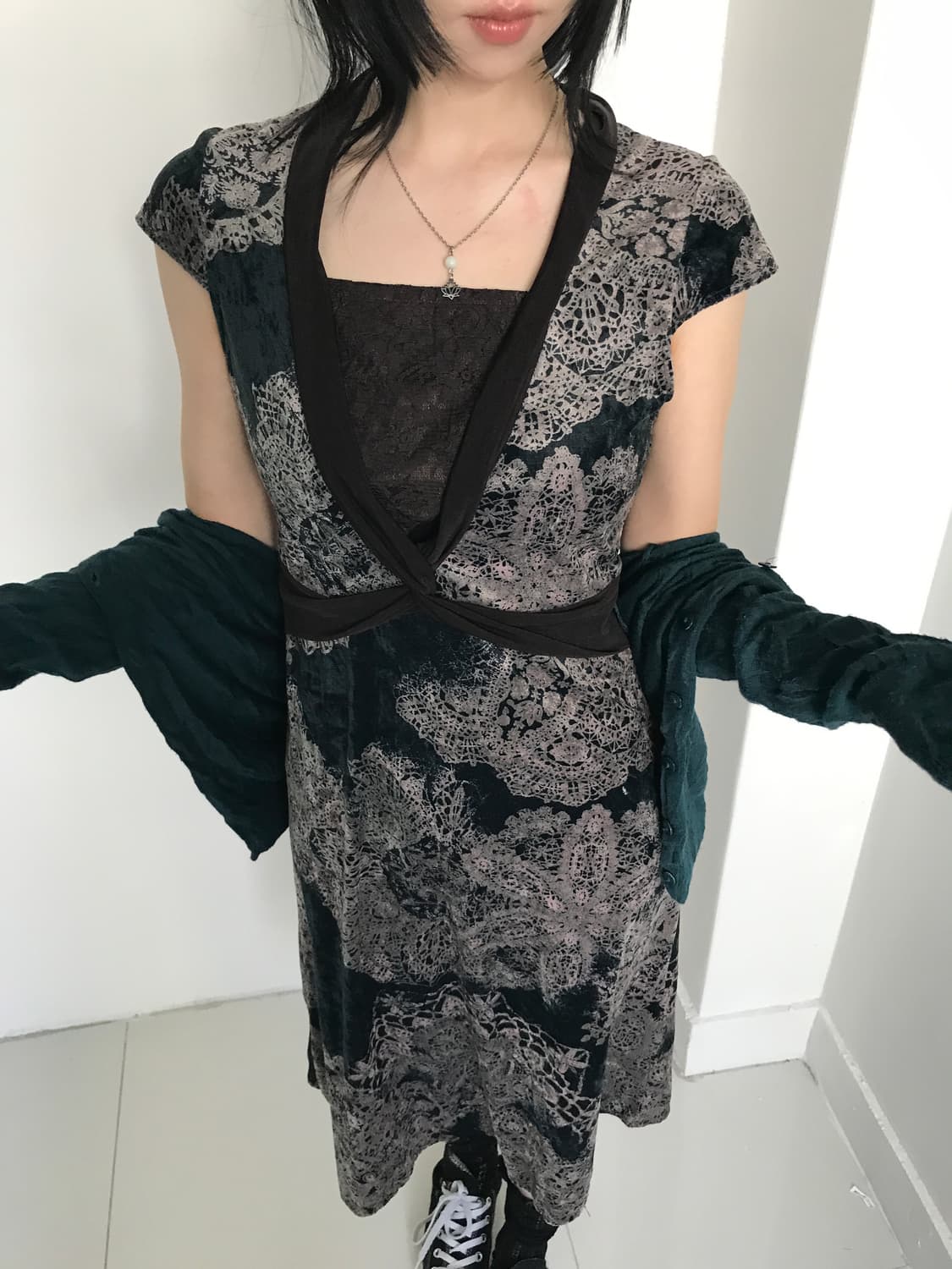 (Vintage)Lace v neck slip dress 상품이미지8