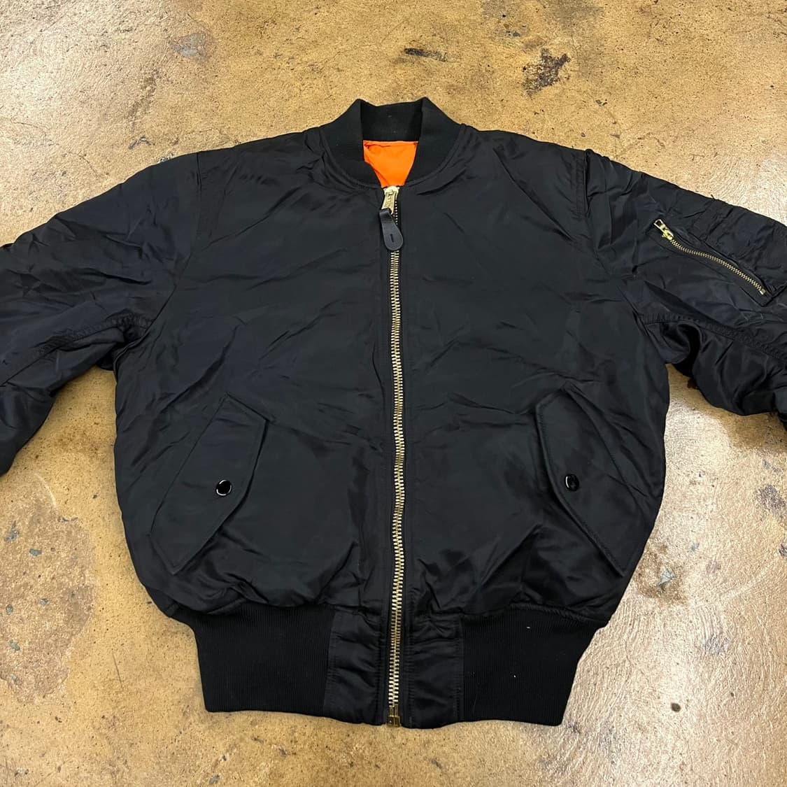 [정품/S] 알파인더스트리 블랙 오렌지 양면 MA-1 항공 점퍼 b17 상품이미지3