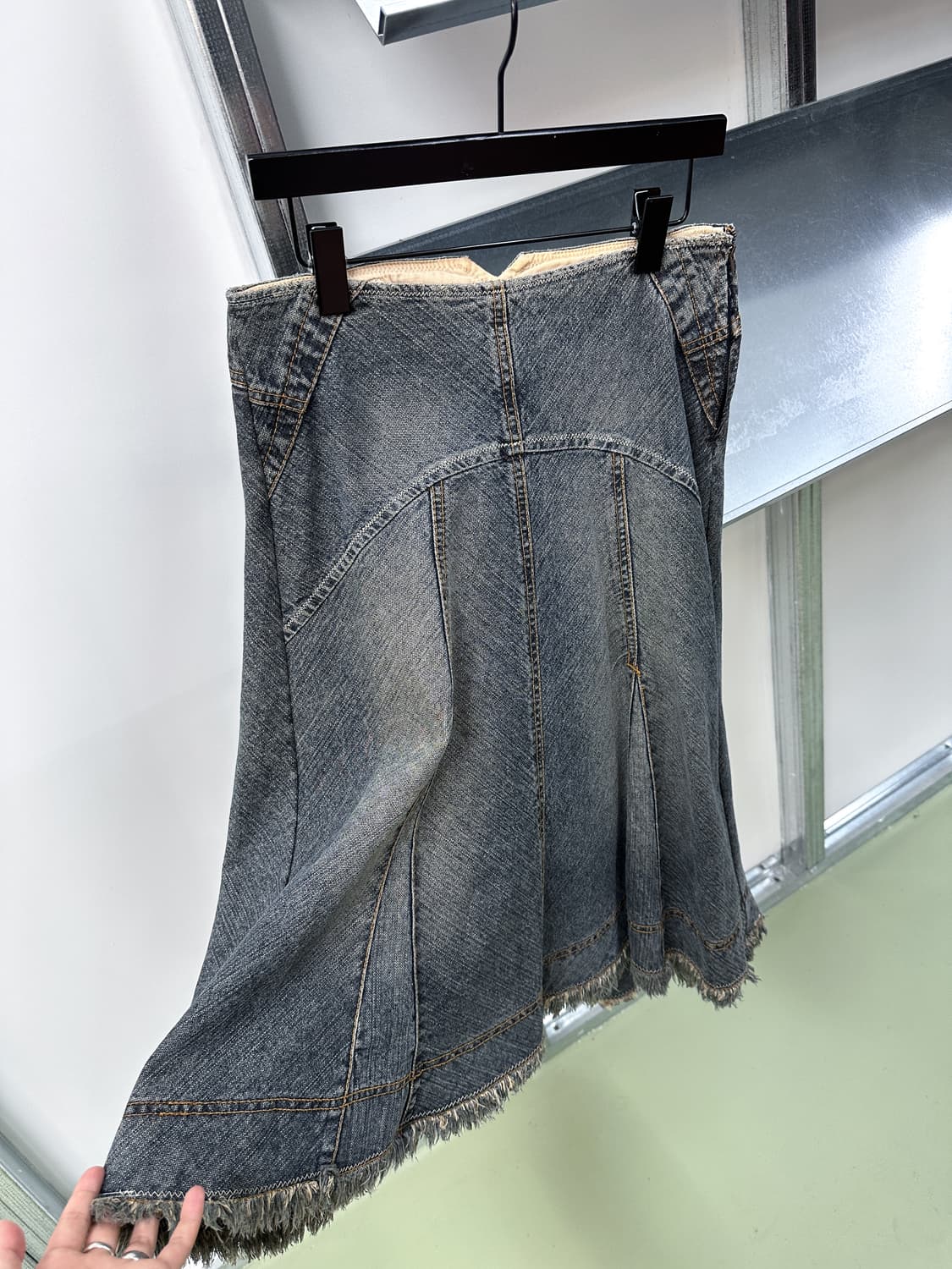 vintage washed denim midi skirt 상품이미지1