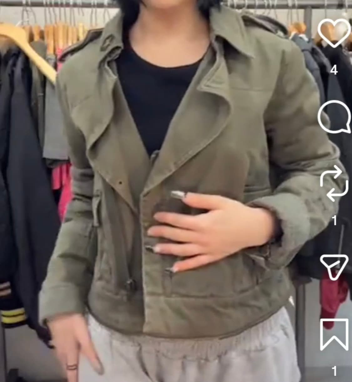 카키 크롭 야상자켓 y2k 그런지 빈티지 상품이미지4