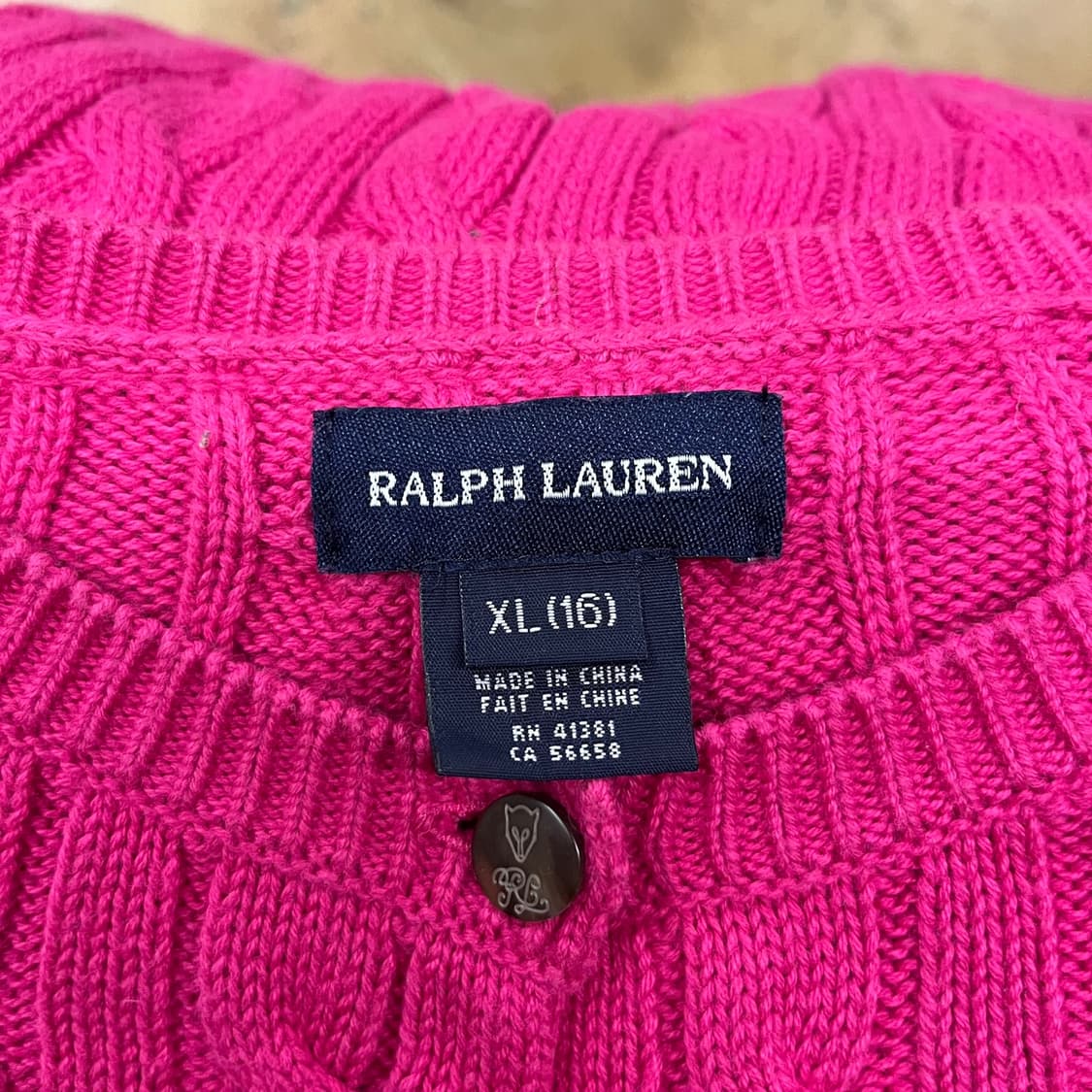 폴로 랄프로렌 핫 핑크 꽈배기 니트 가디건  상품이미지5