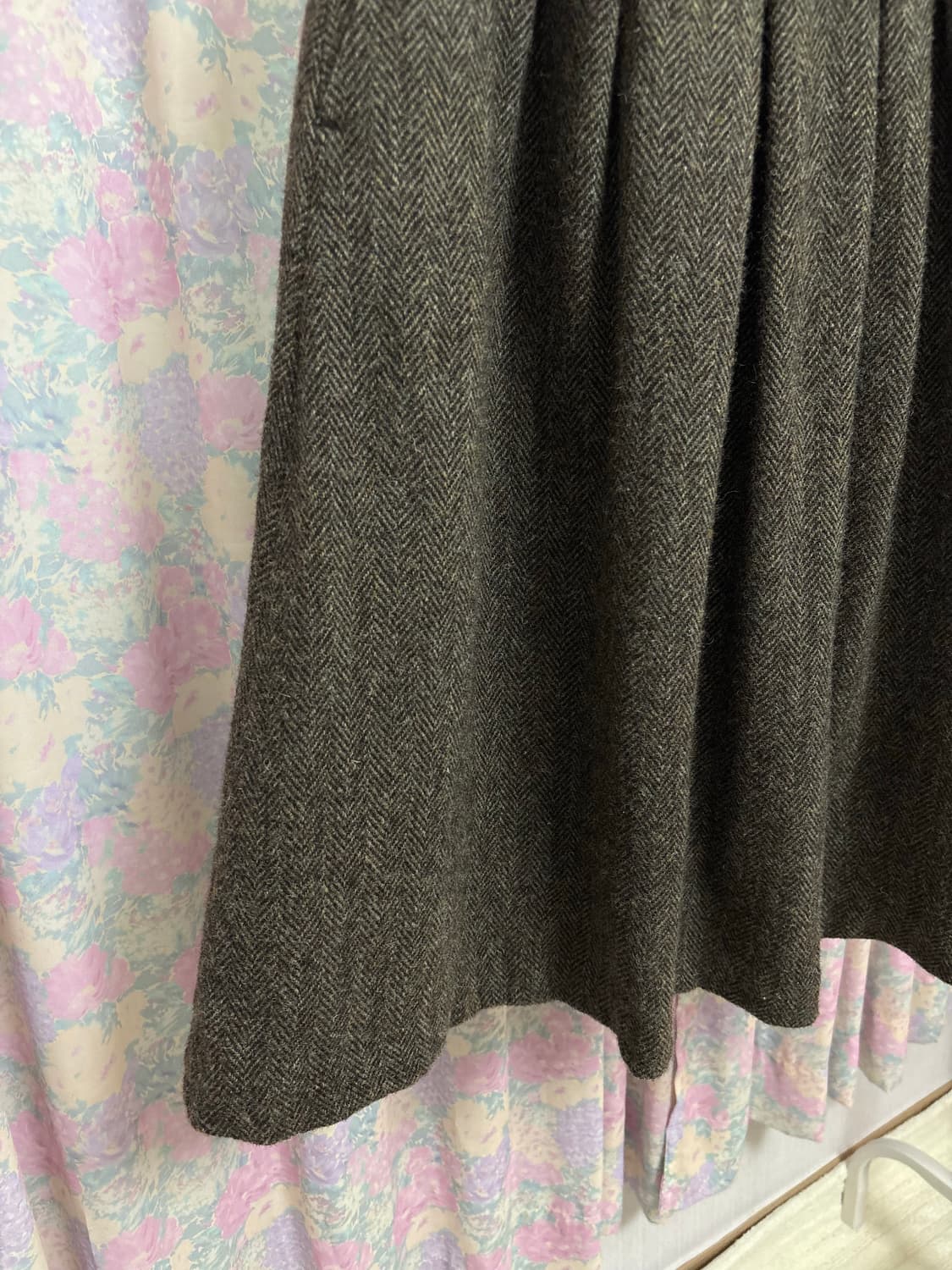 카키-브라운 보카시 울 스커트  상품이미지8