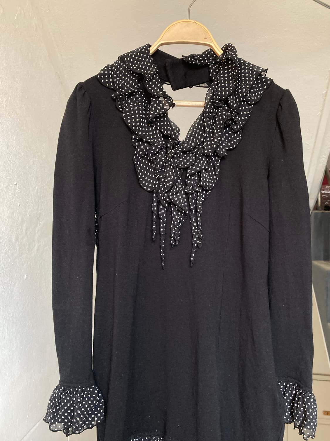 블랙 땡땡이 스판 원피스 상품이미지2