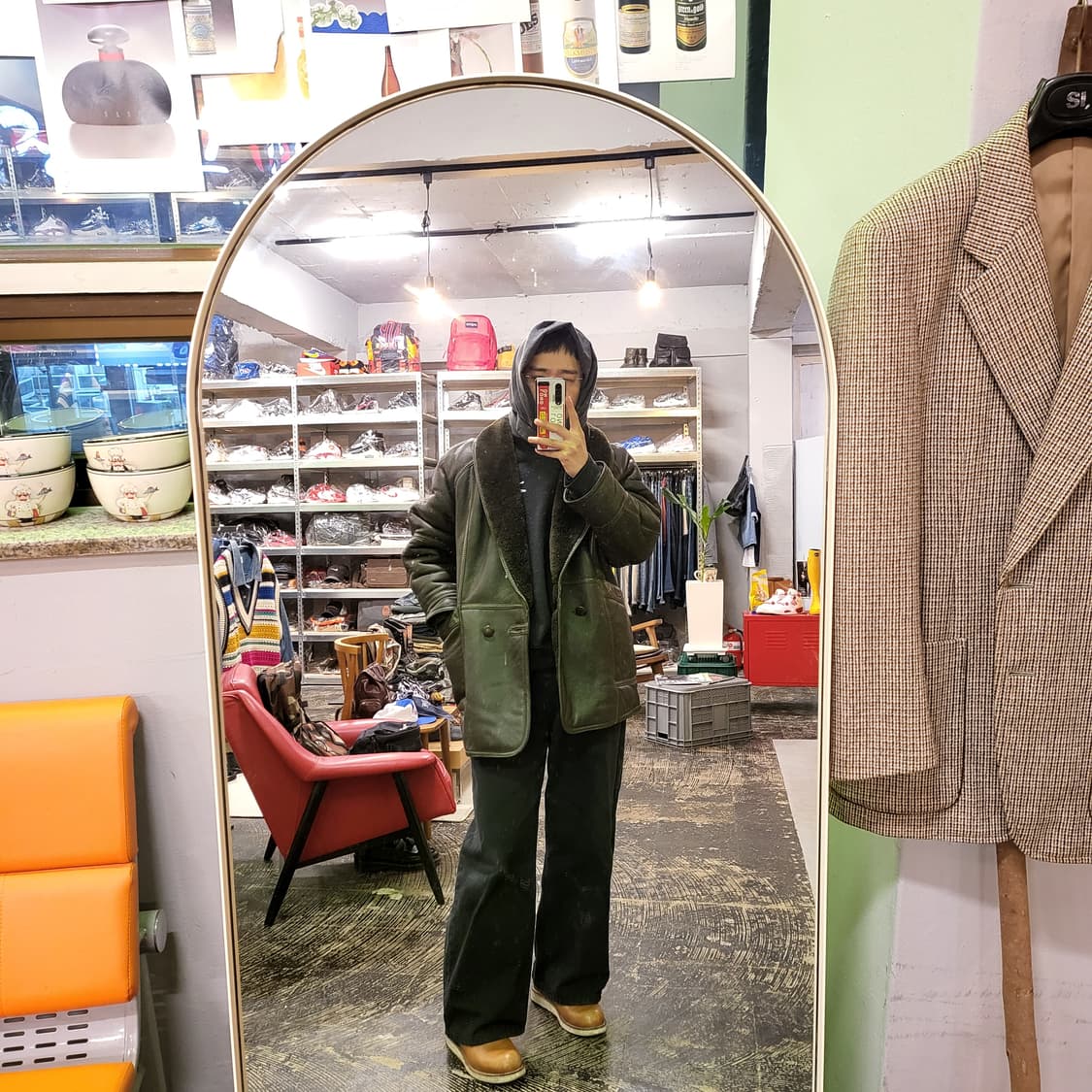 리얼 레더 무스탕 자켓 (L) 상품이미지2