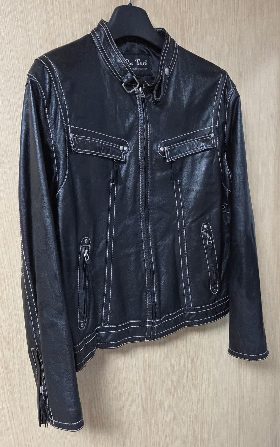 (착샷) pos ture 가죽 자켓 바이커 상품이미지2