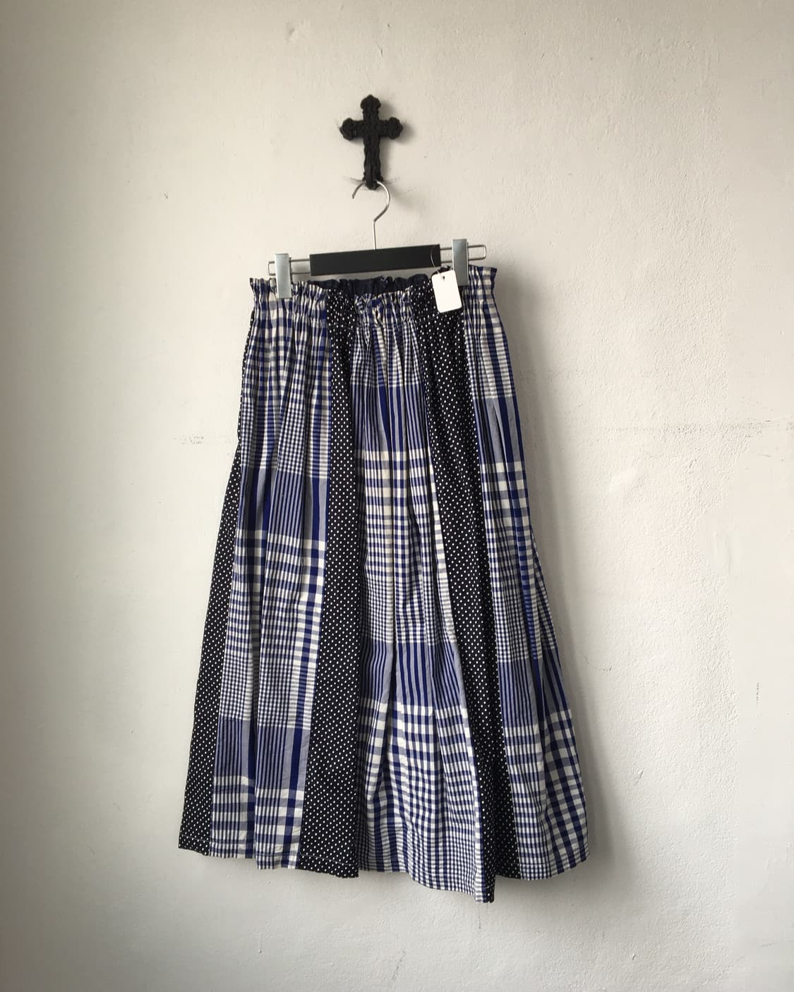 Check dot pattern mixed skirt 상품이미지1