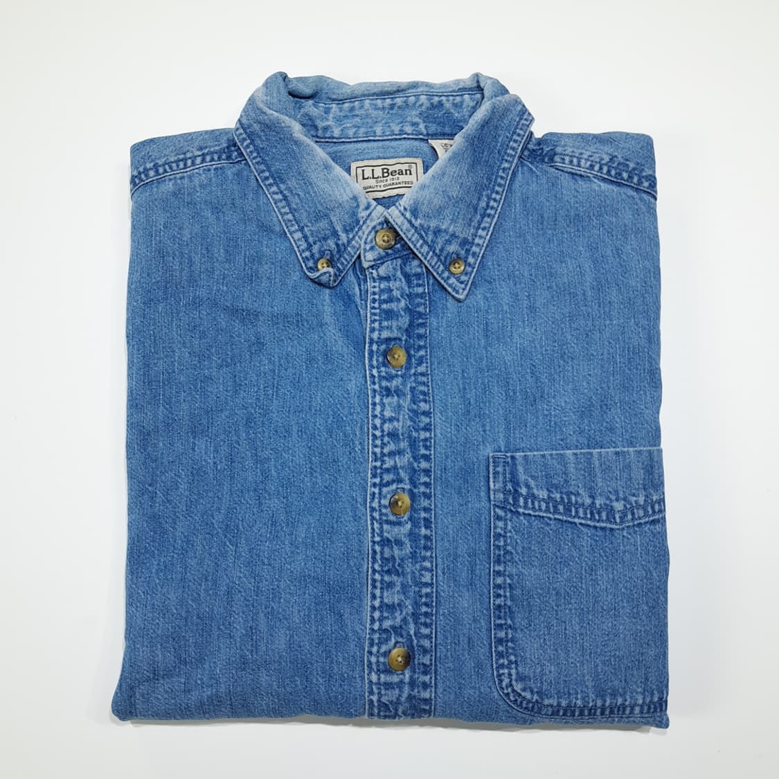 CL338 2XL 엘엘빈 90s 코튼 버튼다운 라이트블루 데님셔츠 남방 상품이미지7