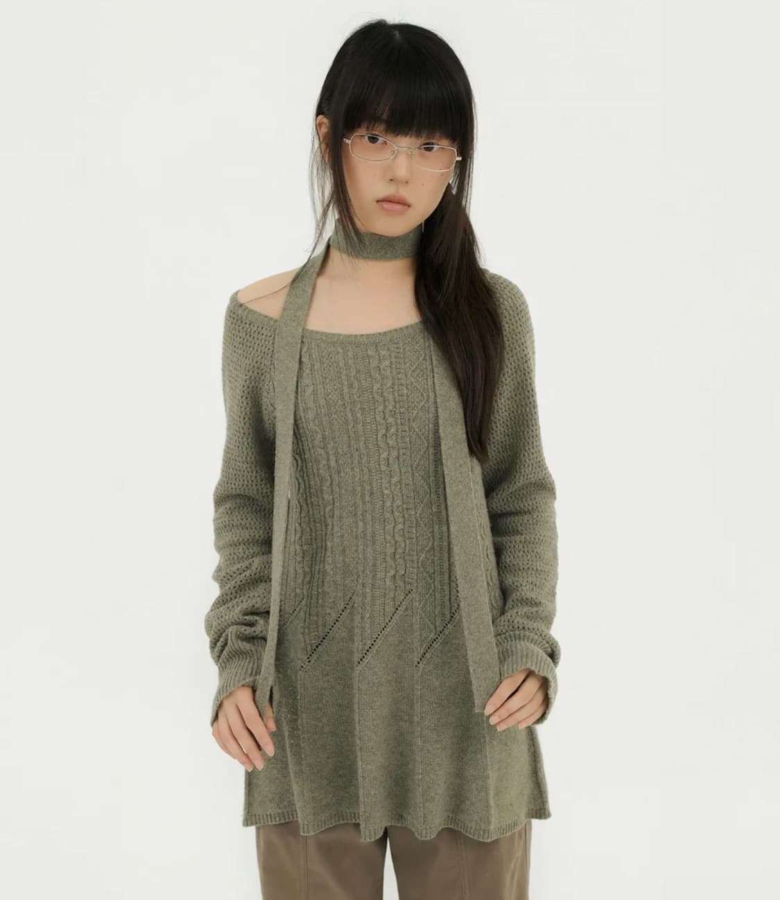 새상품) 미레코 cable reco knit ops 그레이 상품이미지2